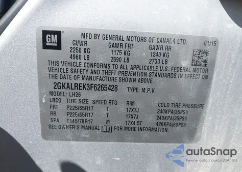 2015 GMC Terrain Sle-2 from USA, damaged, VIN 2GKALREK3F6265428